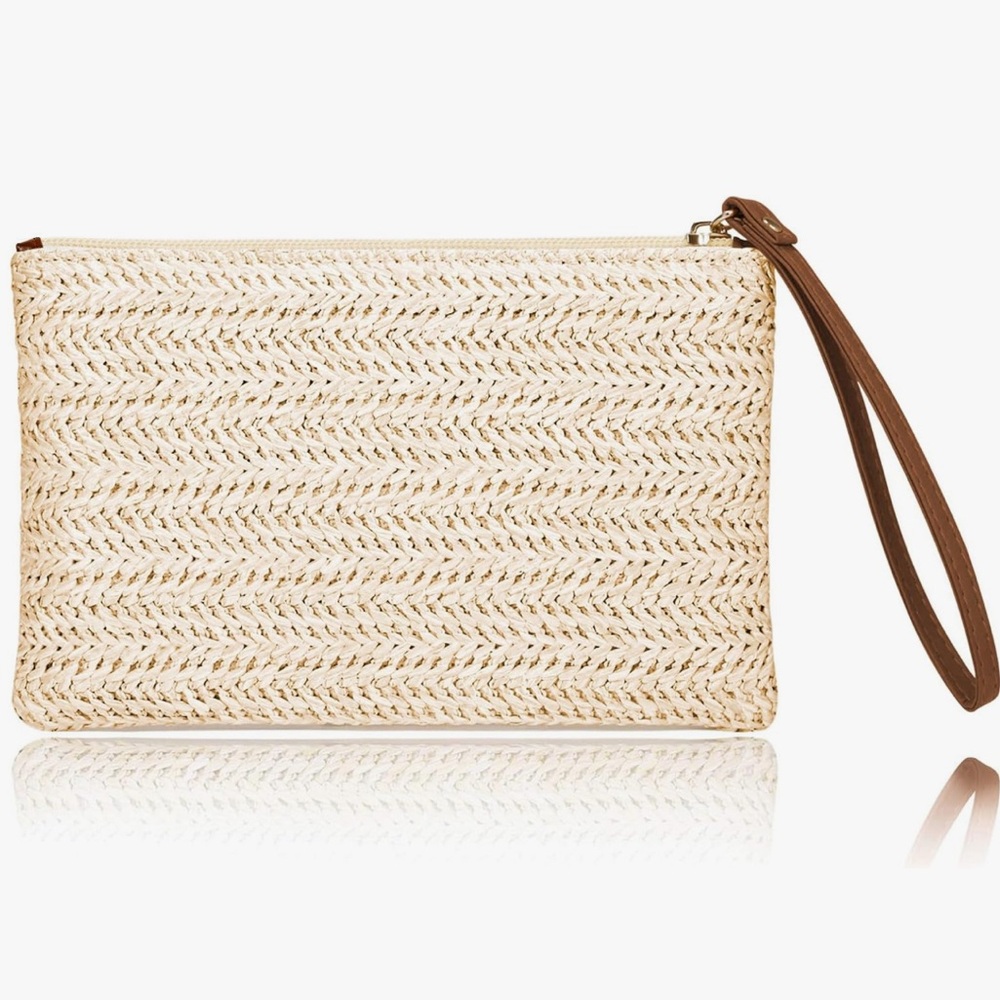 Straw Clutch Bag Bohemian Summer Beach Purse Wristlet Wallets for Women